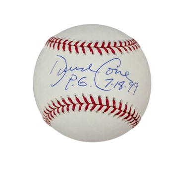 David Cone Signed Official Major League Baseball w/ "PG 7-18-99" Inscription